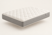 Ivory hybrid mattress on a neutral studio background. Rendering, not a photograph of shipped goods.
